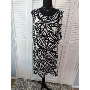 J Jason Wu Romper Women's sz 2X Linen Blend Black White Hawaiian Botanical Zip